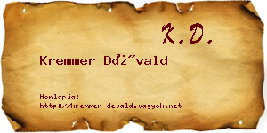 Kremmer Dévald névjegykártya